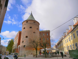 Obraz premium Famous landscape view of architecture and monument in Latvia Riga old town