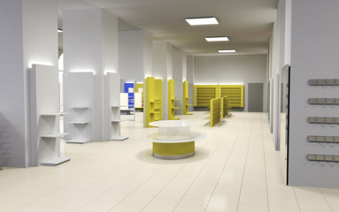 shop, mall, shopping mall, interior visualization, 3D illustration