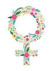 Beautiful floral feminine symbol of Venus as female gender sign