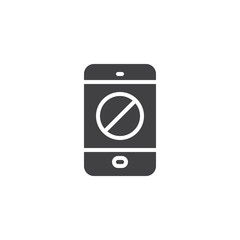 Mobile phone disabled vector icon. filled flat sign for mobile concept and web design. Tablet Forbidden sign simple solid icon. Symbol, logo illustration. Pixel perfect vector graphics