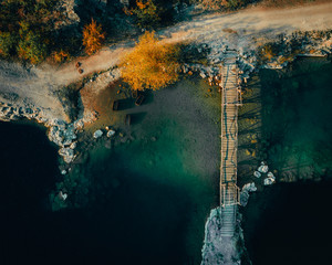 Drone shot of a flooded mine
