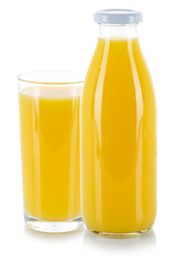 Orangensaft Saft Getränk frischer Glas Flasche freigestellt Freisteller isoliert