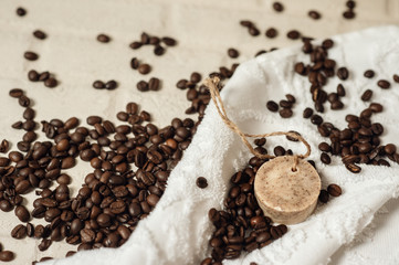 Organic soap with coffee beans. Spa concept