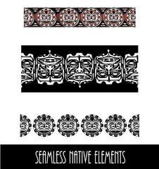 Vector illustration abstract native north american seamless pattern border