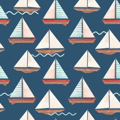 Watercolor marine vector pattern