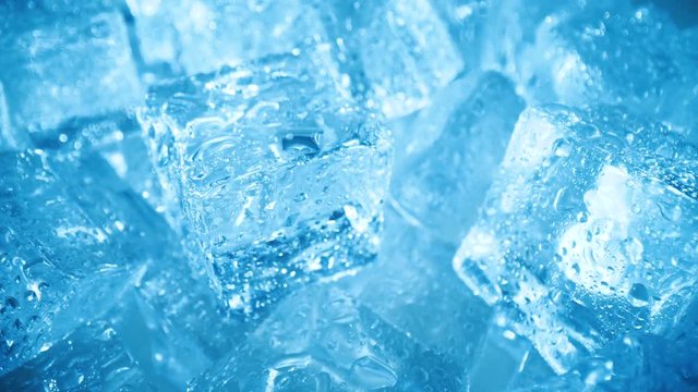 Ice cubes closeup, abstract background.