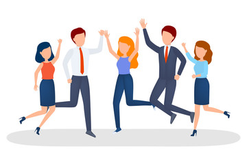 Group of business people celebrate the success