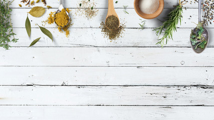 various herbs and spices - obrazy, fototapety, plakaty