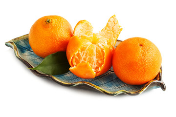 Tangerines isolated on white background. Close-up.