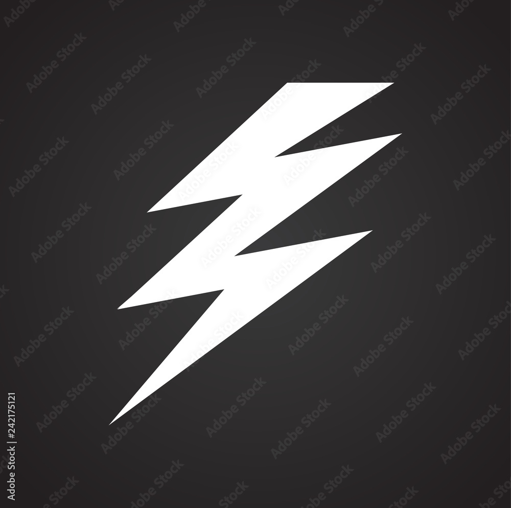 Poster lightning icon on black background for graphic and web design, modern simple vector sign. internet c
