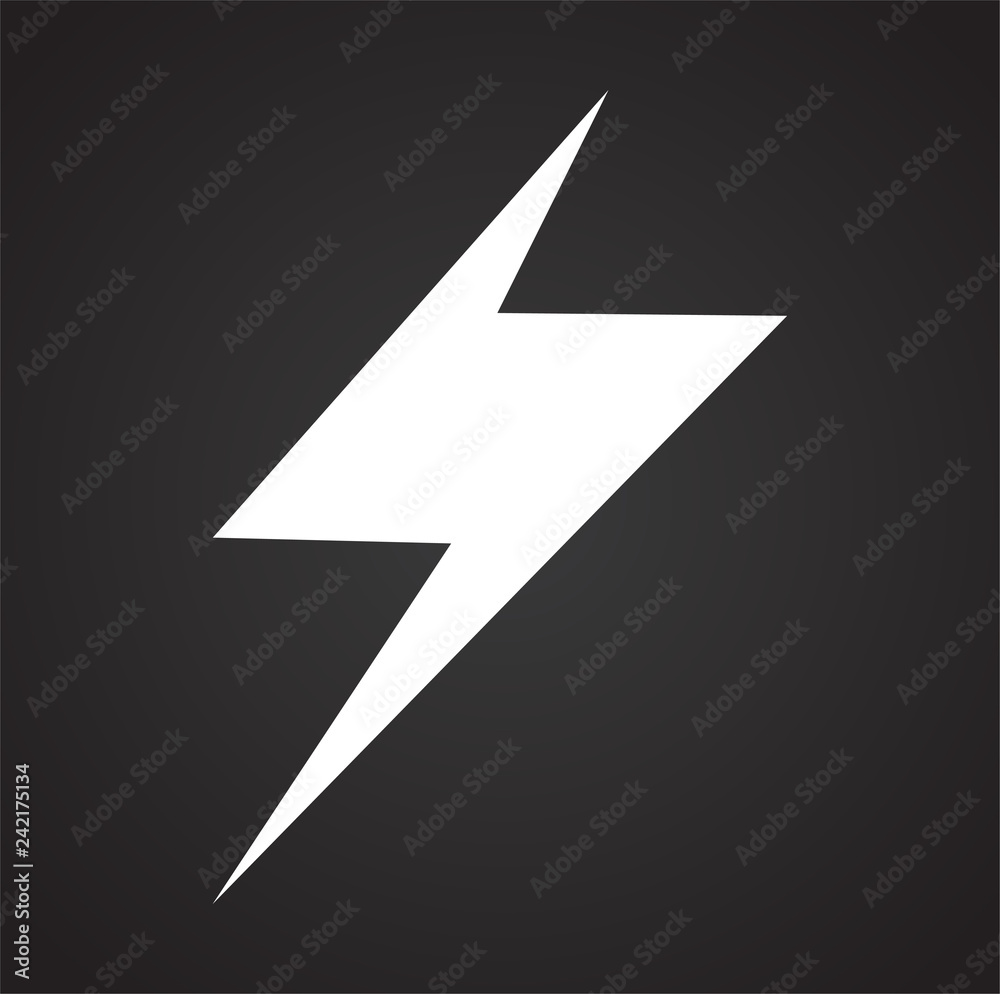Poster lightning icon on black background for graphic and web design, modern simple vector sign. internet c
