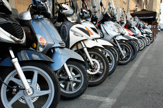 parking of scooters in the Italian Milan - Image