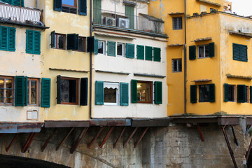 Fototapeta na wymiar Detail of the famous Ponte Vecchio Bridge over Arno River, Florence, Italy - Image