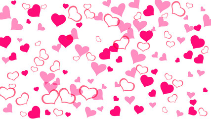 A sample of wallpaper design, textiles, packaging, printing, holiday invitation for Valentine's Day. Happy background. Red hearts of confetti are falling. Red on White fond Vector.