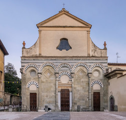 Fototapeta na wymiar The facade of the church of San Bartolomeo in Pantano in Pistoia, Tuscany, Italy