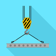Crane lift beton platform icon. Flat illustration of crane lift beton platform vector icon for web design