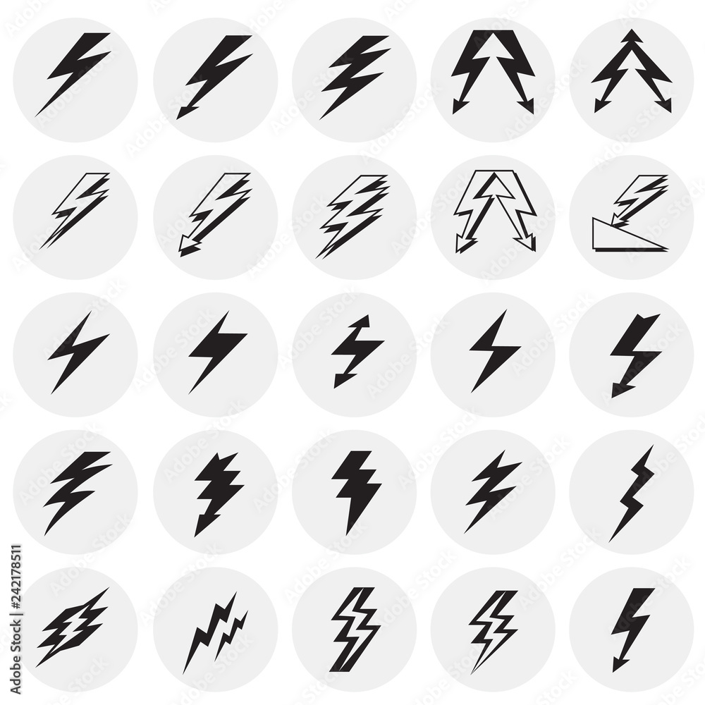 Fototapete Lightning icon set on circles background for graphic and web design, Modern simple vector sign. Internet concept. Trendy symbol for website design web button or mobile