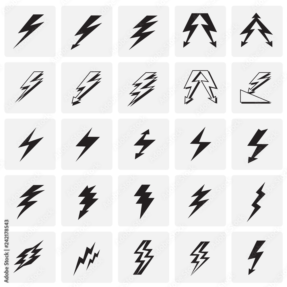Fototapete Lightning icon set on squares background for graphic and web design, Modern simple vector sign. Internet concept. Trendy symbol for website design web button or mobile