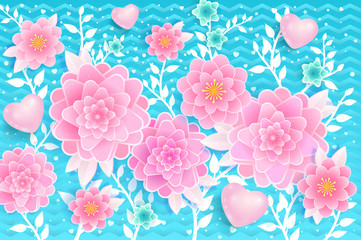 Spring background. Pink flowers