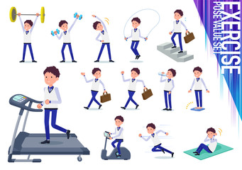 Fototapeta premium flat type Store staff Blue uniform men_exercise