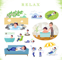 Obraz premium flat type Store staff Blue uniform men_relax