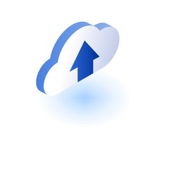 Cloud upload icon. Isometric of cloud upload vector icon for web design isolated on white background