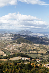 Fototapeta premium view of the village in mountains