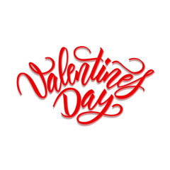 Postcard with a unique lettering for Valentine's Day. Vector illustration with isolated elements