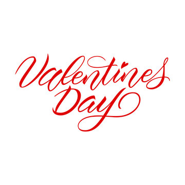 Postcard with a unique lettering for Valentine's Day. Vector illustration with isolated elements