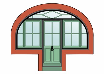 Green window-door