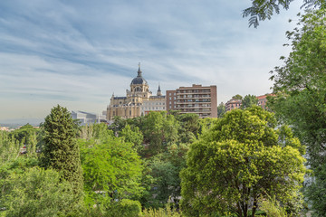 Fototapeta premium Madrid, Spain. Cathedral of Santa Maria la Real de la Almudena - Cathedral of the Archdiocese of Madrid