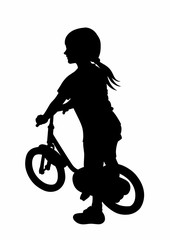 Fototapeta na wymiar Shadow of a girl on a bike