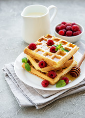 Homemade waffles with berries