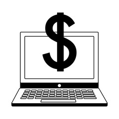 business laptop dollar money symbol
