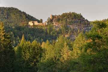 Fototapeta na wymiar Ruins of Oybin castle, Oybin, Saxony, Germany, 16 August 2018