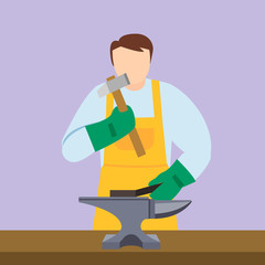 Anvil blacksmith icon. Flat illustration of anvil blacksmith vector icon for web design