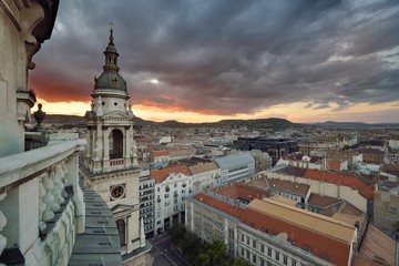 Evening view of Budapest from Saint Stephen´s basilica, Budapest, Hungary, 29 September 2018