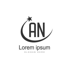AN Letters Logo Design. Simple and Creative Black Letter Concept Illustration.