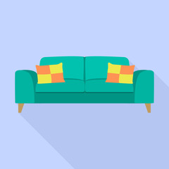 Soft sofa icon. Flat illustration of soft sofa vector icon for web design