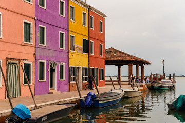 Fototapeta na wymiar Picturesque and colorful homes in Burano, Venice Italy
