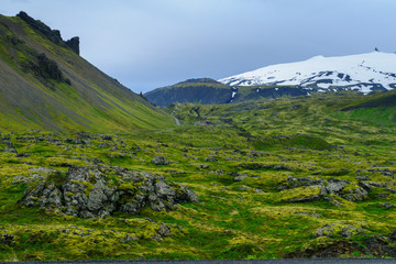 Naklejka premium Landscape and the Snaefellsjokull volcano