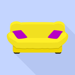 Yellow sofa icon. Flat illustration of yellow sofa vector icon for web design