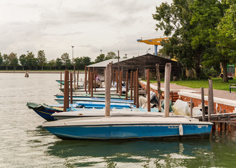 Obraz premium Boats parked in Venice, Italy 