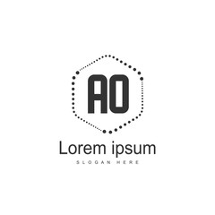Fototapeta premium AO Letters Logo Design. Simple and Creative Black Letter Concept Illustration.