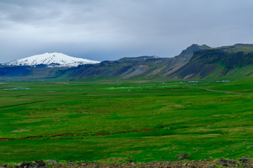 Fototapeta na wymiar Landscape and the Snaefellsjokull volcano