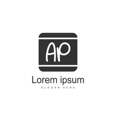 AP Letters Logo Design. Simple and Creative Black Letter Concept Illustration. - obrazy, fototapety, plakaty