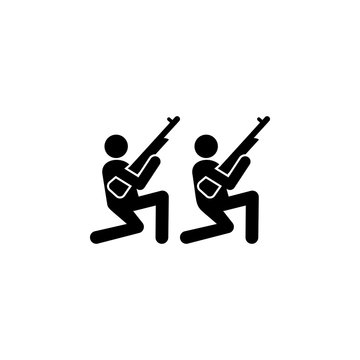 Soldiers, guns, shooting icon. Can be used for web, logo, mobile app, UI, UX