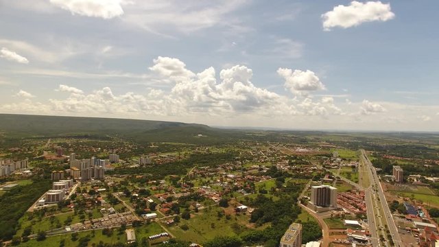 Aerial image of the city of Po&ccedil;os de Caldas, famous Brazilian city, known for its aquatic parks of thermal waters.