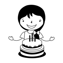 happy girl with birthday cake
