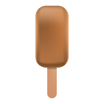 Chocolate popsicle icon. Realistic illustration of chocolate popsicle vector icon for web design